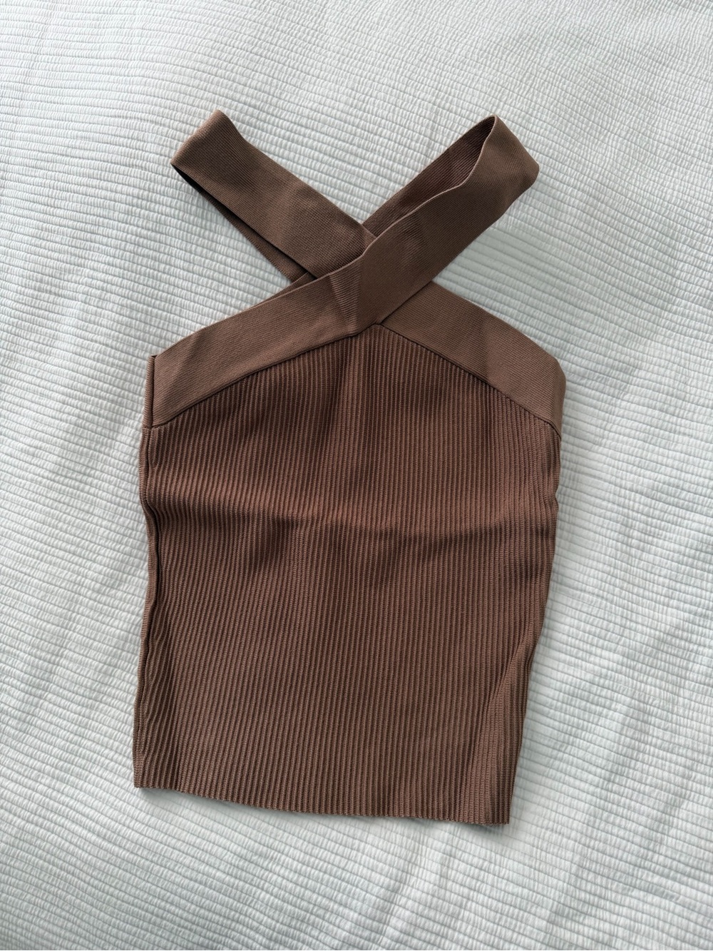 Aritzia Babaton Brown Ribbed Cross-Back Tank Top - BNWT